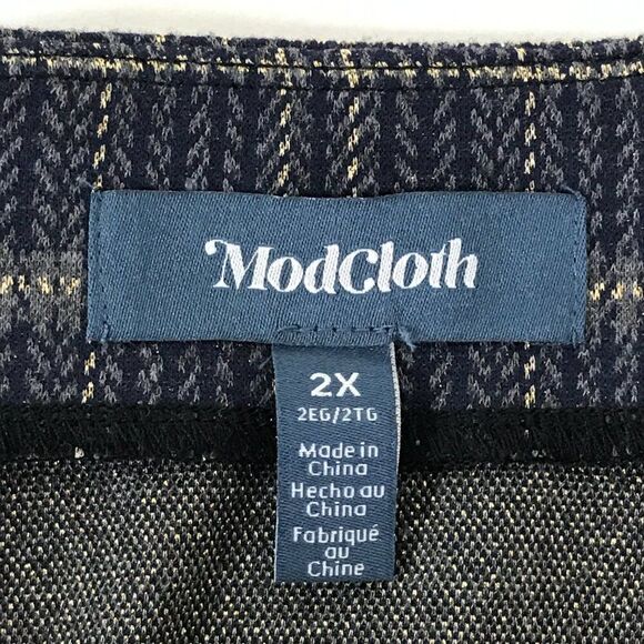 ModCloth Sweet Silver Linings Plaid Mini Skirt Women's Plus Size 2X Zip A-Line - Picture 6 of 8